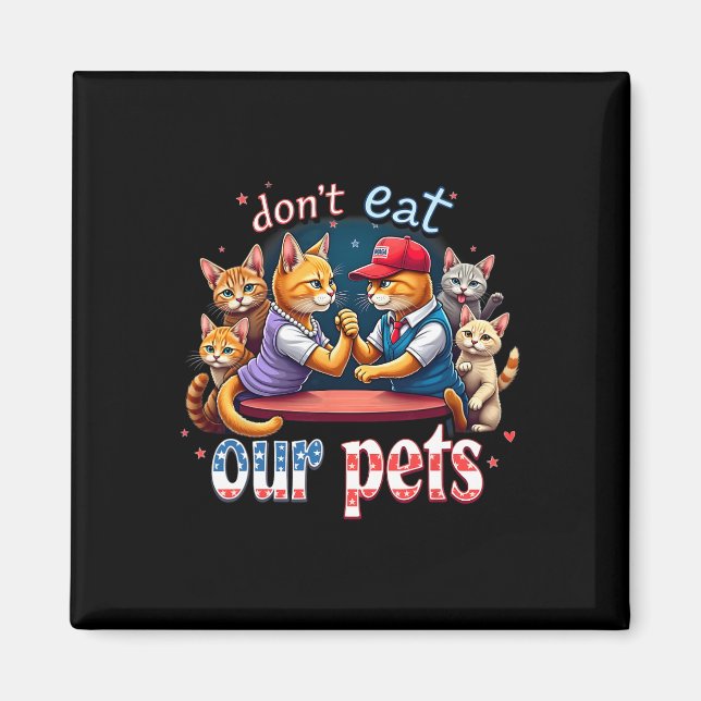 Debatten über das Essen der Hunde Katze Essen Sie  Magnet (Vorne)