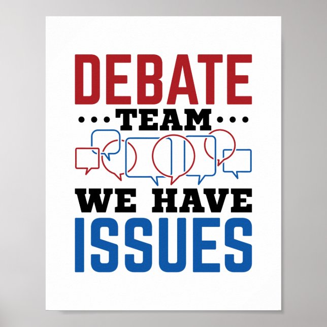 Debattierteam wir haben Fragen lustige Debattierer Poster (Vorne)