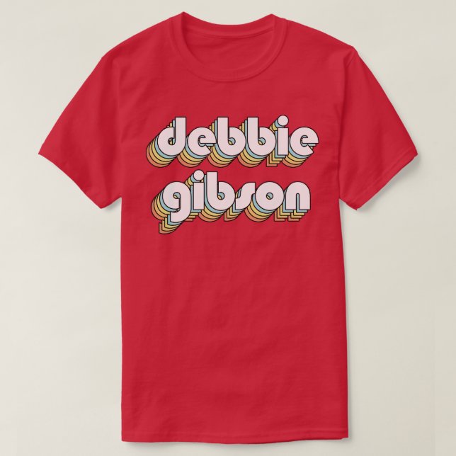 Debbie Gibson Retro Rainbow Typografie Faded Style T-Shirt (Design vorne)