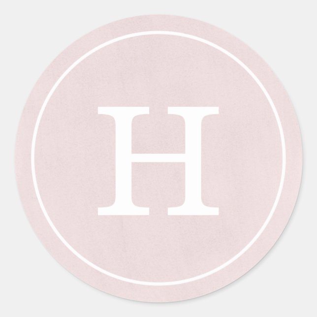 Debonair Blush Pink Monogram Runder Aufkleber (Vorderseite)