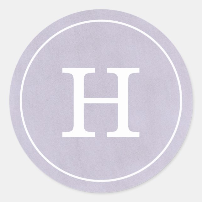 Debonair Lavender Monogram Runder Aufkleber (Vorderseite)