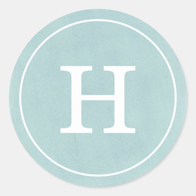 Debonair Turquoise Monogram Runder Aufkleber (Vorderseite)