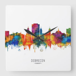 Debrecen Ungarn Skyline Quadratische Wanduhr