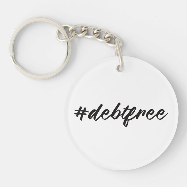 #debtfree (Hashtag Schulden frei) Pinsel Schlüsselanhänger (Vorderseite)