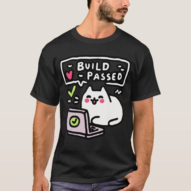 Debug Cat T-shirt – "Build Passed" Graphic for Cod (Vorderseite)