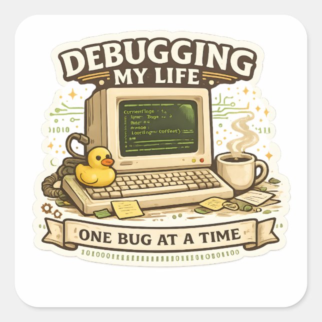 Debugging My Life Funny Programmer Sticker coding (Vorderseite)