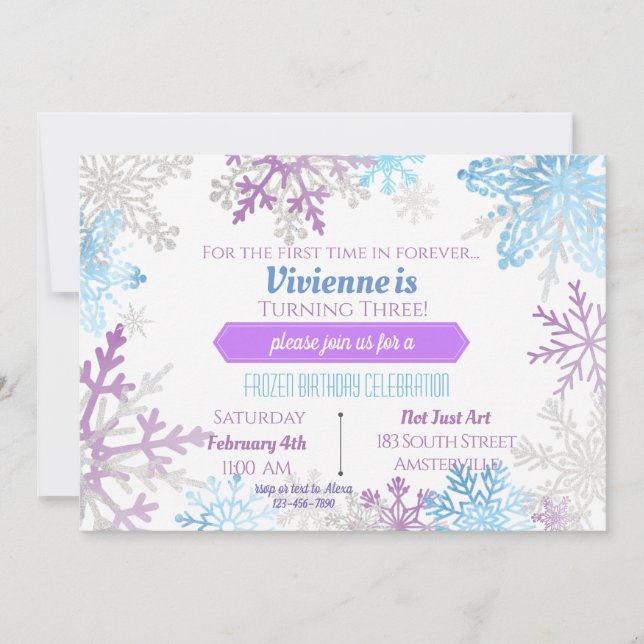 Début du printemps Snowflakes Invitation Anniversa (Devant)
