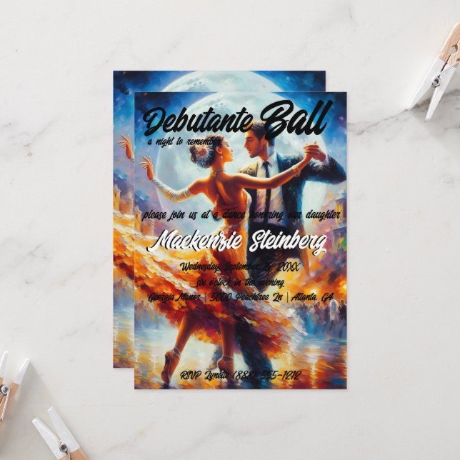 Debutante Ball Cotillion Ballroom tanzen Einladung (Vorderseite/Rückseite Beispiel)