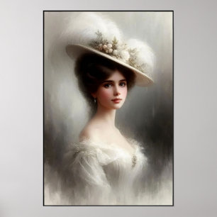 Debütantin der viktorianischen Ära in weißer Elega Poster