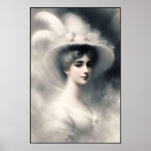 Debütantin der viktorianischen Ära in weißer Elega Poster