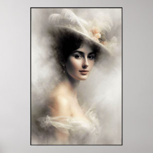 Debütantin der viktorianischen Ära in weißer Elega Poster