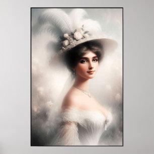 Debütantin der viktorianischen Ära in weißer Elega Poster