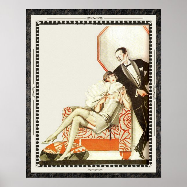 Decadent 1920er Art Deco Avant Garde Couple Poster (Vorne)