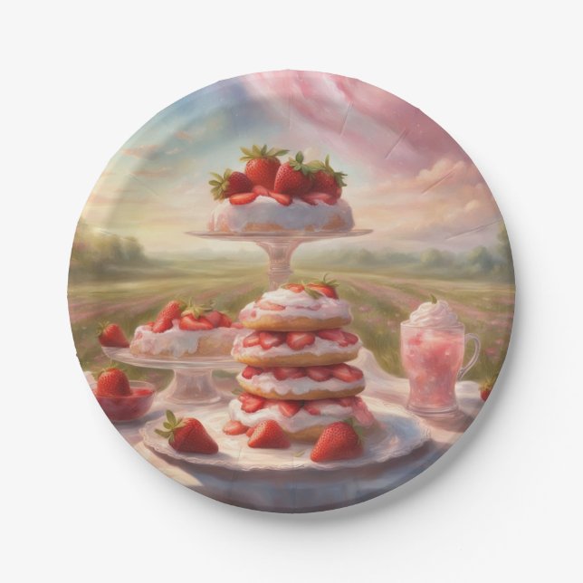 Decadent Strawberry Shortcake Picknick Party Pappteller (Vorderseite)