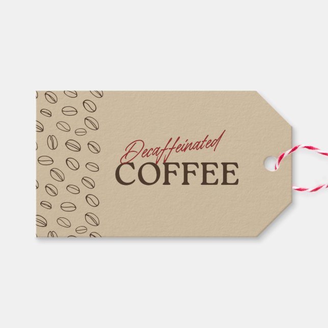 Decaffeinated Coffee Gift Tag – Retro Coffee Beans Geschenkanhänger (Vorderseite (Horizontal))