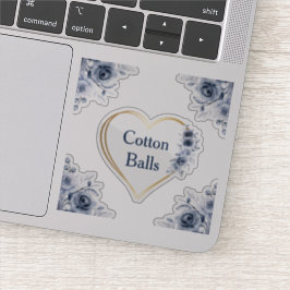 Decal 3" x 3" Blue Floral Cotton Balls Aufkleber