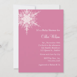Décaler Baby shower rose neige Invitation