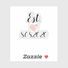 Decalname für Hochzeitschuhe Datum Script Herz-Ros Aufkleber