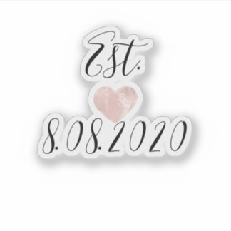 Decalname für Hochzeitschuhe Datum Script Herz-Ros Aufkleber