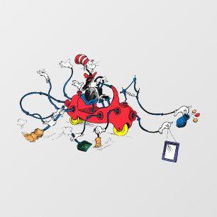 Décalque Mural Dr Seuss Chat dans le Casquette nettoie vers le