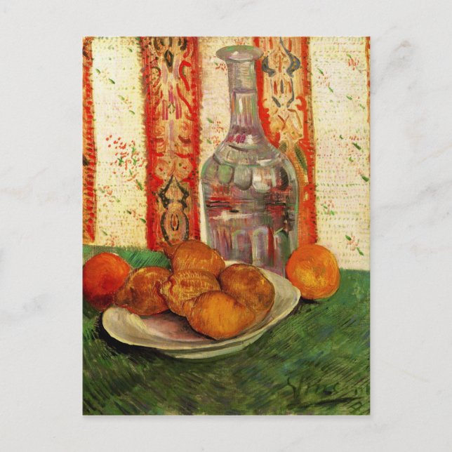 Decanter und Zitronen auf Plättchen von van Gogh Postkarte (Vorderseite)