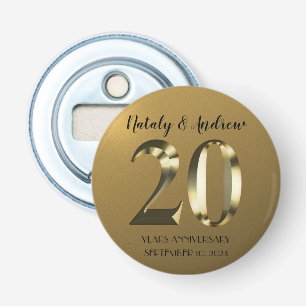 Décapsuleur 20e anniversaire Mariage d'or métallique