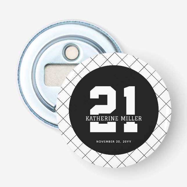 Décapsuleur 21e anniversaire personnalisé Moderne et élégant (Devant)