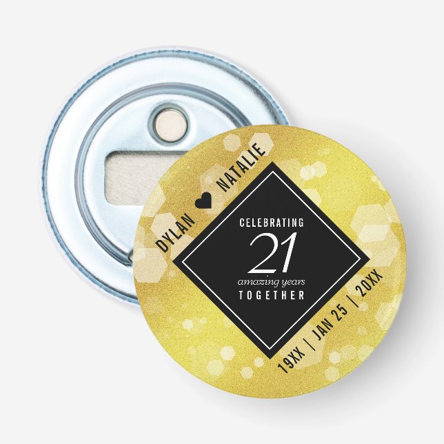 Décapsuleur 21ème anniversaire de Mariage en laiton (Devant)