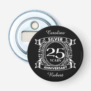 Décapsuleur 25e anniversaire du mariage argent crête