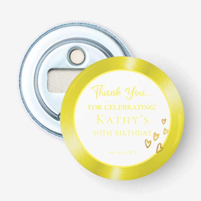 Décapsuleur 50e anniversaire Fête Favour Gold Hearts (Devant)