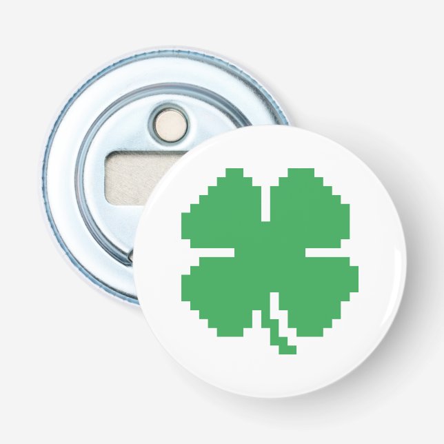 Décapsuleur 8 bits Pixel Lucky Four Leaf Clocher (Devant)