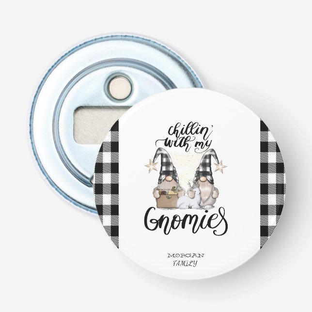 Décapsuleur Adorable mignonne Gnomes Black Buffalo Plaid (Devant)