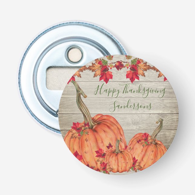 Décapsuleur Affaire Leaves de Rustic Wood Autumn Orange Pumkin (Devant)