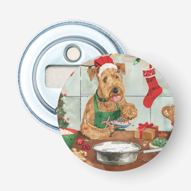 Décapsuleur Airedale Terrier Gâteau de vacances : Noël festif (Devant)