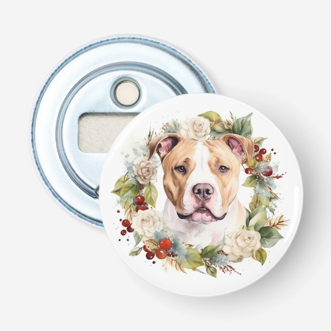 Décapsuleur American Staffordshire Fête de la couronne de Noël (Devant)