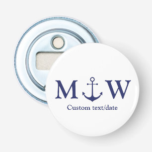 Décapsuleur Ancrage numérique marine bleu monogramme mariage f