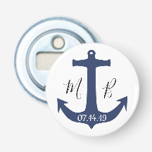 Ancre bleue Initiales et date du Mariage nautique
