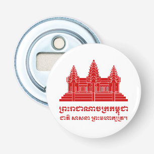Décapsuleur Angkor Vat Cambodgien / Khmer Drapeau avec devise