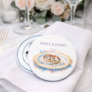 Décapsuleur Anneaux de mariage Rose Dorée Aquarelle Élégants