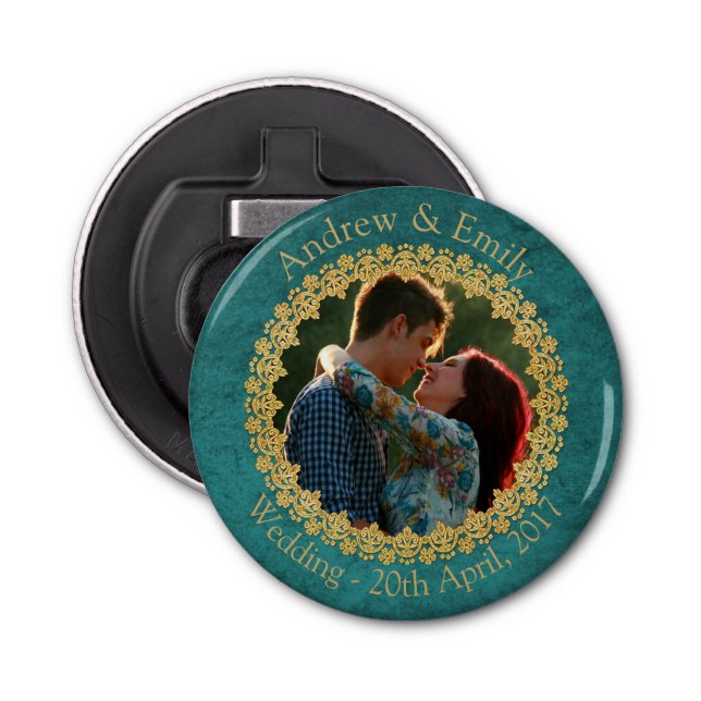 Décapsuleur Aquamarine et or (Devant)