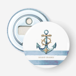 Décapsuleur Aquarelle Ancre marine Bleu clair rayures