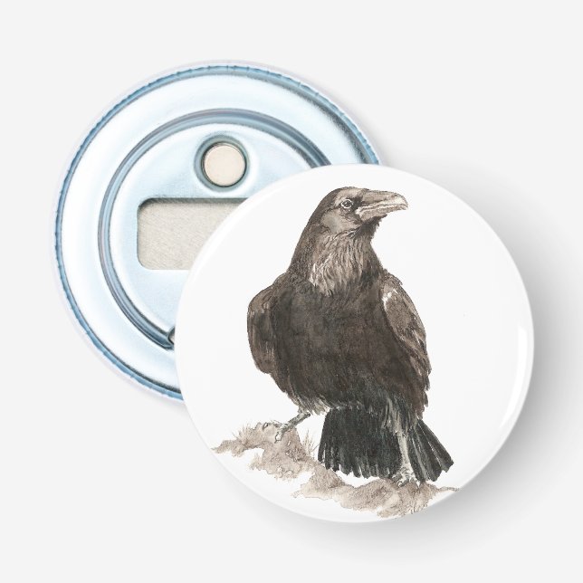 Décapsuleur Aquarelle Corbeau Oiseau Nature Art (Devant)