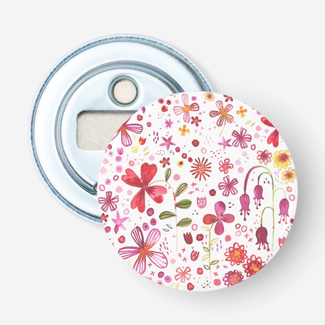 Décapsuleur Aquarelle de fleurs sauvages Floral moderne (Devant)