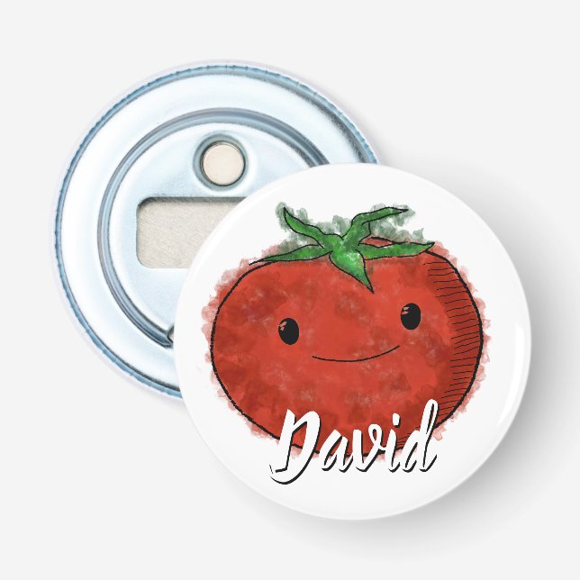 Décapsuleur Aquarelle de tomate mignonne Nom personnalisé (Devant)