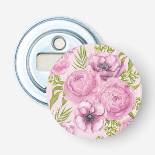 Décapsuleur Aquarelle des fleurs de pivoine et d'anémone