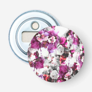 Décapsuleur Aquarelle florale - Design abstrait rose et blanc
