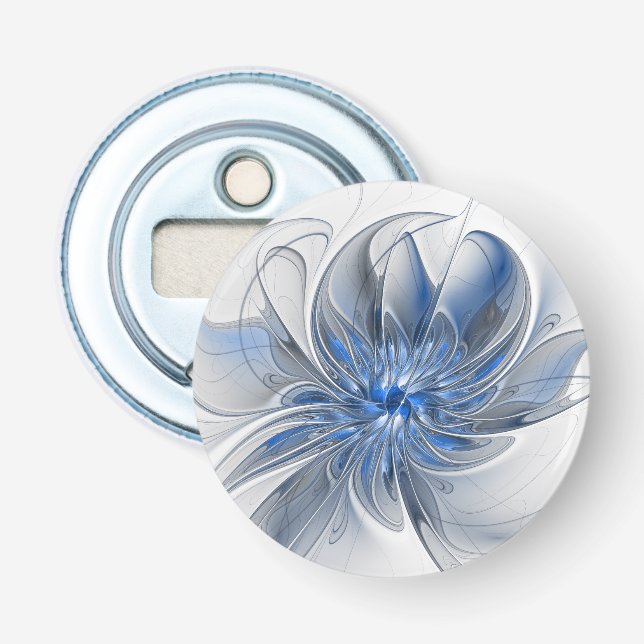 Décapsuleur Aquarelle gris bleu Abstrait Fractal Art Flower (Devant)
