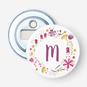 Décapsuleur Aquarelle moderne Autumn Flower Monogramme