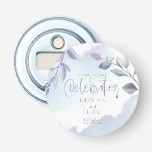 Décapsuleur Aquarelle rustique Aqua Lilac Feuilles Enregistrer
