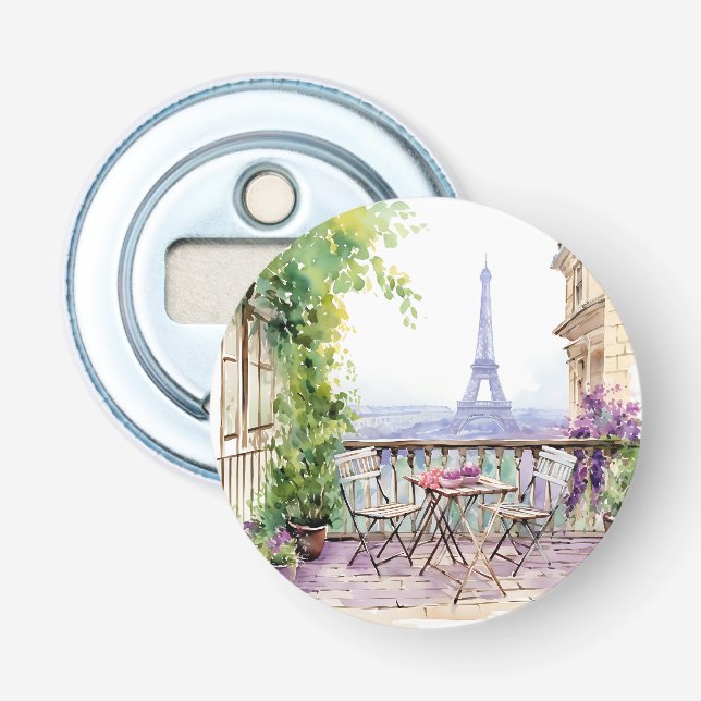 Décapsuleur Aquarelle Tour Eiffel Paris Café français (Devant)